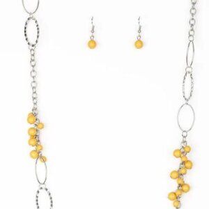 Paparazzi Silver and Yellow Necklace Set